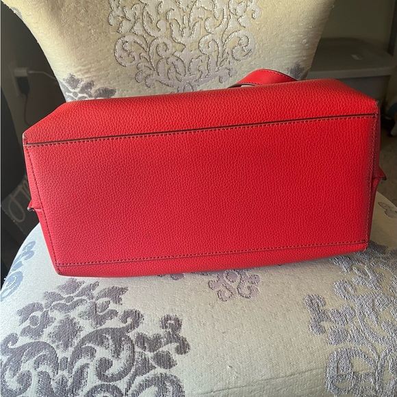 Michael Kors Red Pebbled Leather Tote with Buckle Strap - Picture 6 of 6